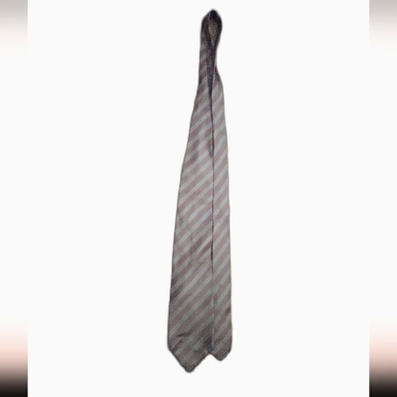 Giorgio Armani cravatte,  burgundy/ gray striped tie - Picture 1 of 5